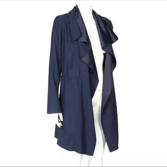 $298 NEW Lilly Pulitzer VALERIA DRESS COAT True Navy Trench Open Front XS - Picture 1 of 10